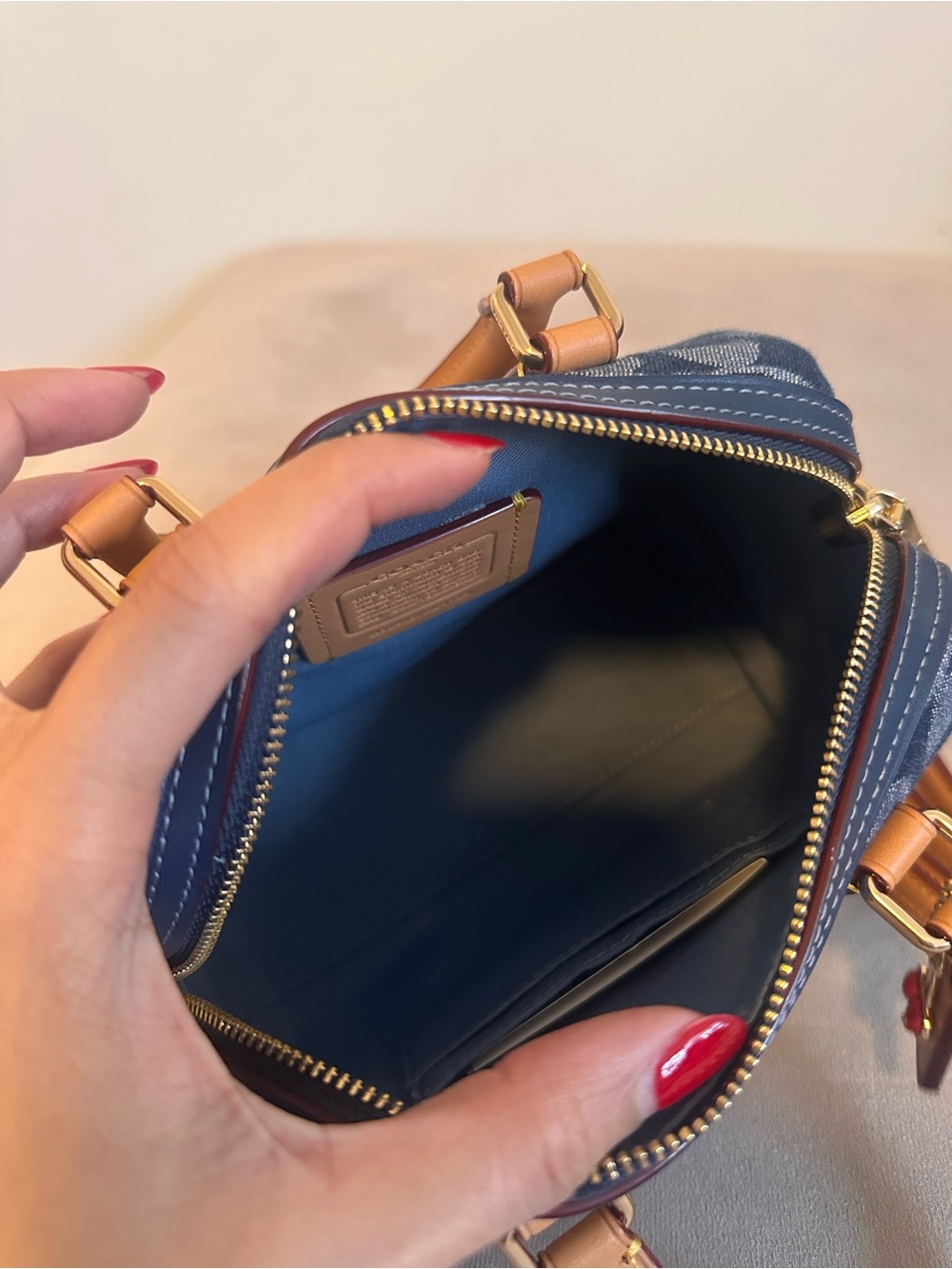 Coach Signature Denim Mini Rowan - Picture 11 of 14
